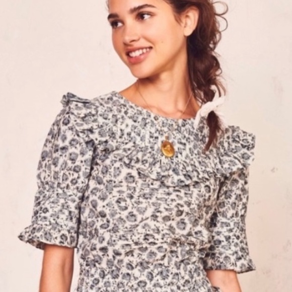 NWT LoveShackFancy LSF Floreen dress in warm grey size XS - Picture 4 of 16